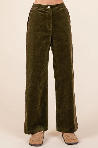 Corduroy Back Elastic Waist Pants