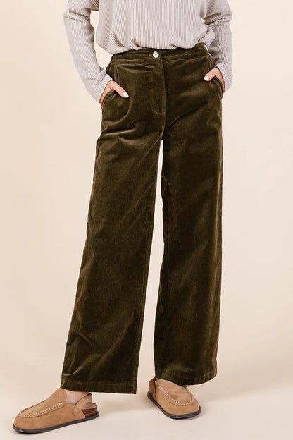 Corduroy Back Elastic Waist Pants